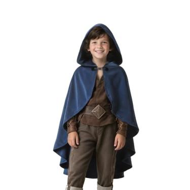 Imagem de JEGERMIG Capa com capuz medieval infantil renascentista cosplay fantasia de feiticeiro 3'27.9 cm-4'17.8 cm