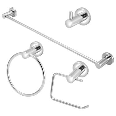 Imagem de Kit Acessórios Banheiro Luxo Completo Metal Cromado 4 Peças