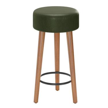 Imagem de Banqueta Baixa Cozinha Estofada Com Pés De Madeira Verde
