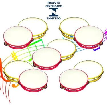 Imagem de Kit 10 Pandeiro Brinquedo Atacado Festa Infantil Instrumento Educacion