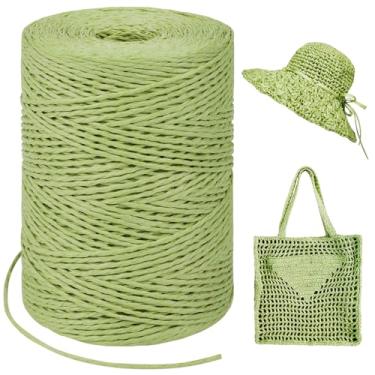 Imagem de LEREATI Fio de ráfia verde fruta para sacos de crochê, fita de ráfia redonda de 1,5 mm x 328 jardas para embrulho de presente, fio de fita de papel de ráfia para chapéu de sol de crochê, bolsa