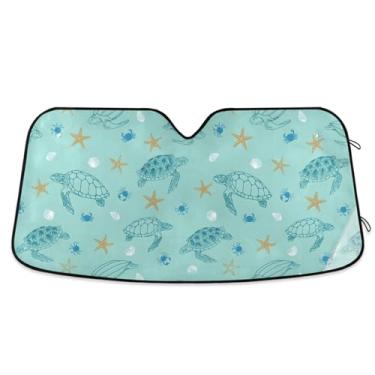 Imagem de Blue Beach Turtles Car Windshield Sun Cover Car Front Window Shade for Most Sedans SUV Truck Large