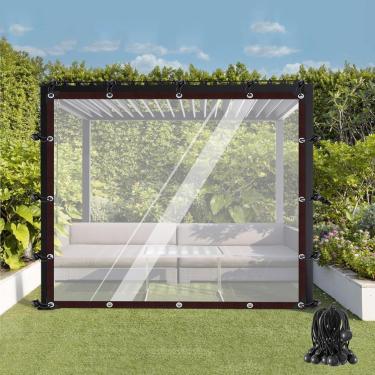 Imagem de Tarpas de lonas transparentes PVC pesado espessos de pvc transparente Tarpaulina Treça de tela à prova de vento Tarpe plástica para gabinetes de pátio, Clear, 13'x5 '/4x1.5m