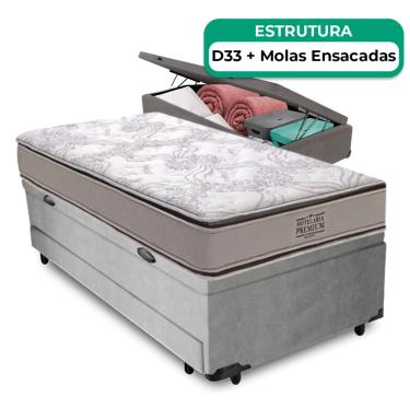 Imagem de Bicama Baú Solteiro Colchão Four Season Molas Vstore 78x188