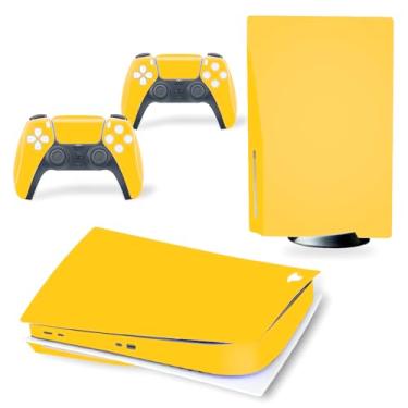 Imagem de Adesivo para console e controles PS5 Disc Edition, capa protetora de vinil compatível com PlayStation 5 (laranja)