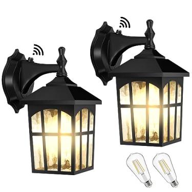 Imagem de Aoceley Pacote Com 2 Lanternas De Parede Para Áreas Externas, Do Anoitecer Ao Amanhecer - Luminárias Externas Sensor Preto, Luzes À Prova D'Água Casa E Garagem (Lâmpada Incluída)