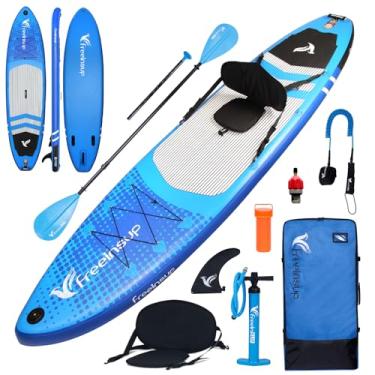 Imagem de Freein Prancha De Stand Up Paddle Inflável, Capacidade 2 Em 1 Para Paddle/Caiaque Com Assento Ajustável, Adaptador Bomba Elétrica, Deck Antiderrapante Formato Diamante E Mochila Viagem, Adultos/Pesc