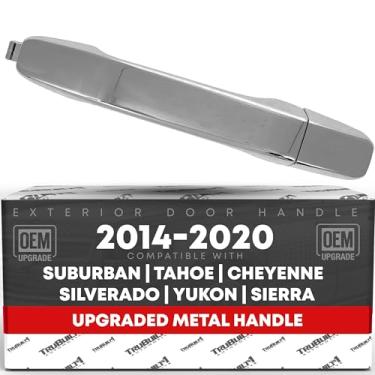 Imagem de Maçaneta traseira externa da porta do motorista/passageiro com tampa, gaxeta, metal atualizado - compatível com Chevrolet Silverado 2014-2018; GMC Sierra 1500 2500 3500 - todo cromado - OEM 22923598