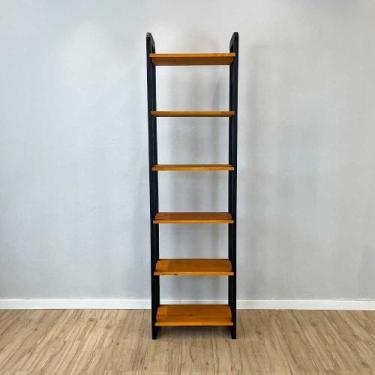 Imagem de Estante 6 Prateleiras de Madeira Pinus Linea Slim Carvalho e Preto - A