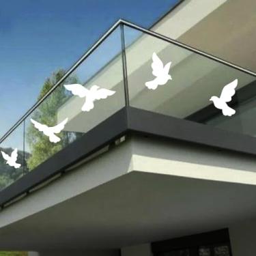 Imagem de Adesivo Pássaros Para Evitar Colisão Em Janelas Vidros sacadas varandas evita acidentes com aves passarinhos (30, BRANCO)