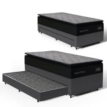 Imagem de Cama Box com Colchão de Espuma D45 Pillow Top Suport Prime + Auxiliar de Espuma Unique Solteiro 88cm