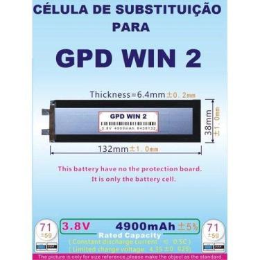 Imagem de Célula Nucleo Da Bateria Para Gpd Win 2 Nova 4900mah 3.8v - bgb