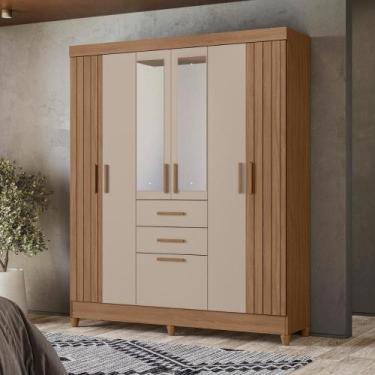 Imagem de Conjunto Guarda Roupa Espelho e Comoda Fuji Carvalho Fendi - CASA H