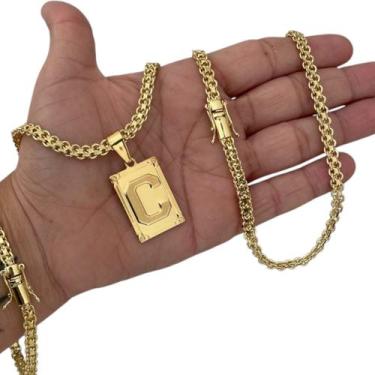 Imagem de Kit Cadeado Duplo 6mm + Letra Fecho 750 Banhado a Ouro - ToJoia18k