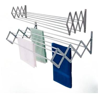 Imagem de Varal Roupa Parede Sanfonado 60cm Alumínio Retrátil Grande Dobrável Articulado Forte Resistente (Alumínio)