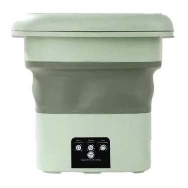 Imagem de Mini máquina de lavar roupa dobrável portátil moderna máquina de lavar automática roupa interior de viagem (VERDE COM CESTO 6,5L)