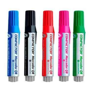 Imagem de Kit 5 Pincel Marcador Quadro Branco Recarregável - Compactor