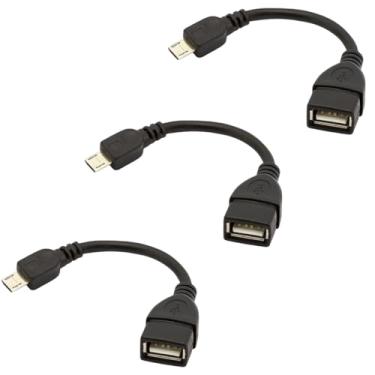 Imagem de Kit 3 Cabos Adaptadores OTG Micro USB V8 Macho para USB 3.0 Fêmea Conexão