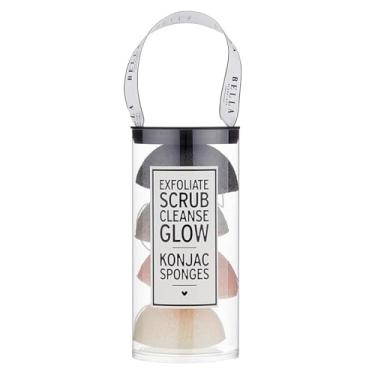 Imagem de Bella Sleep + Spa Conjunto de esponjas esfoliantes Konjac para cuidados pessoais, 4 peças, marfim
