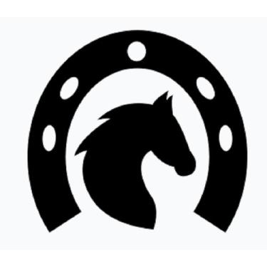 Imagem de Aplique Cavalo mais ferradura Em Mdf Apliques De Parede Preto com fita