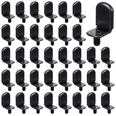 Imagem de 150 pinos de prateleira de armário com manga de borracha, clipes de prateleira de metal de 1/10.2 cm para prateleiras de madeira, suportes de divisórias de armário em forma de L, suportes de