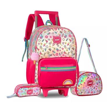 Imagem de Kit Mochila Escolar com Rodinha + Lancheira + Estojo, Infantil, Holográfica, Grande, Clio