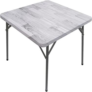 Imagem de CESGFC Toalha de mesa quadrada de madeira, estampa de textura de prancha de madeira, borda elástica, capa de mesa de jantar interna/externa, adequada para mesa quadrada de 140 x 139 cm