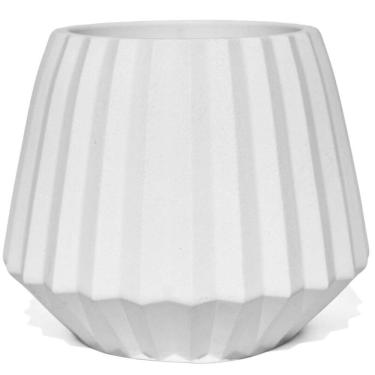 Imagem de Vaso Decorativo Diamante Artesanal 10,5x13cm Em Cimento Branco