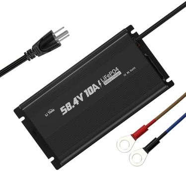 Imagem de LiTime Carregador de bateria de lítio de 48 V (58,4 V), para bateria de carrinhos de golfe de 51,2 V, função de carregamento inteligente de 0V, carregador de bateria de ciclo profundo 10A AC-DC com