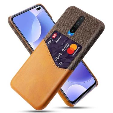 Imagem de Capa para Xiaomi Pocophone F2,Tela e tampa de couro PU,Antideslizante,360°cobertura completa à prova de choque com 1 slot de cartão atrás,Prevenção de queda-Brown