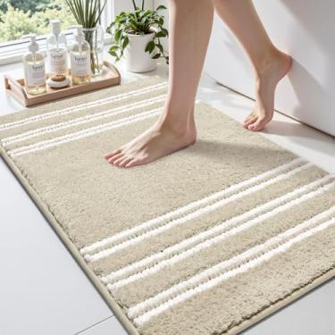 Imagem de Arenarug Tapetes de banheiro super absorventes com suporte de borracha tapetes de banho laváveis para banheiro tapete para fornt of pia, banheira, chuveiro, cáqui, 61 x 91 cm
