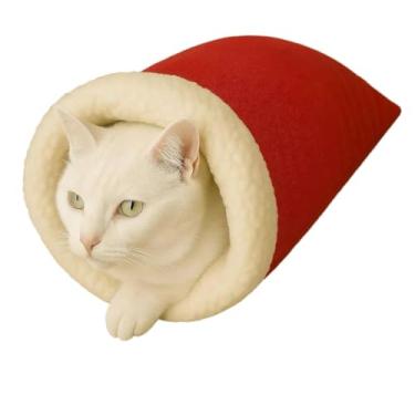 Imagem de Saco de dormir para gatos Saco de dormir de pelúcia Cama de pelúcia para animais de estimação Aconchegante e confortável(Vermelho)