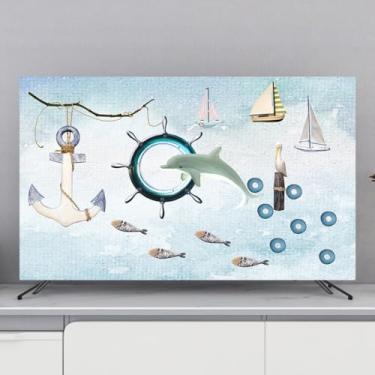 Imagem de Capa de TV 32-80 polegadas para TV interna capa à prova de poeira flores/folhas pintura impressão protetor de tela de TV macio para monitores de televisão LED LCD quarto decoração de sala de estar