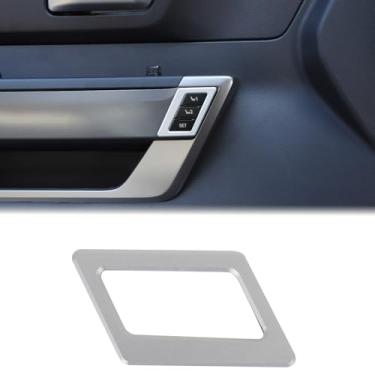 Imagem de Guarnição da moldura do botão de memória do assento da porta do carro compatível com Toyota Tundra 2022-2024 2025 alumínio memória do assento do motorista protetor de capa protetora de tampa de