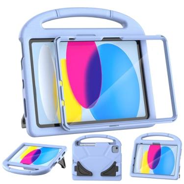 Imagem de TOEVEK Capa infantil para iPad (A16) 11ª geração 11 polegadas 2025/iPad 10ª geração 10,9 polegadas 2022, com protetor de tela, alça à prova de choque, capa protetora para iPad 11/10 geração, azul