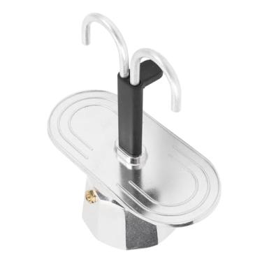 Imagem de Aramox Liga de Alumínio da Cafeteira de Fogão Cabeça Dupla de Liga de Alumínio, Design de Tubo Duplo 2 Xícaras, ótimo para Uso Em Casa ou No Escritório, Prático para Usar (Base redonda)