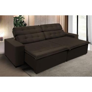 Imagem de Sofá Retrátil e Reclinável Magno 2,70m Suede Café - Sofá Casa
