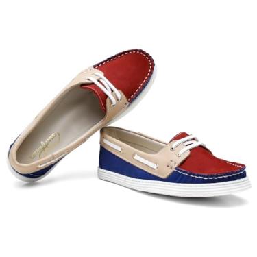 Imagem de Dockside Sider Colorido Feminino Calce Facil Couro Casual Para Passear Trabalhar Palmilha Macia Tamanho:34;Cor:Azul;Gênero:Feminino;Departamento BS:Esporte