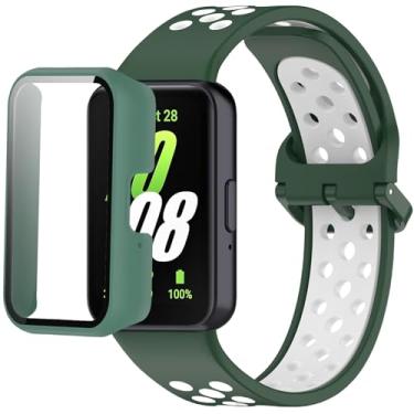 Imagem de Pulseiras de silicone compatíveis com Samsung Galaxy Fit 3 SM-R390, com capa de PC, impermeável, para relógio esportivo, tiras macias e respiráveis para homens e mulheres