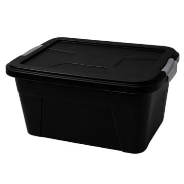 Imagem de Caixa Organizadora Plástica 30L com Tampa Preta e Travas Armazenamento Multiuso para Brinquedos, Roupas, Documentos e Ferramentas