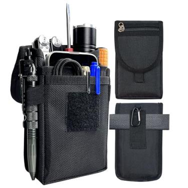 Imagem de Bolsa de ferramentas pequena com passador de cinto, bolso tático de nylon durável resistente, encanador, carpinteiro, empreiteiro, homem prático, empreiteiros eletricistas para uso EDC bolsa bolsa