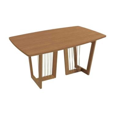 Imagem de Mesa Multiuso Cozinha Clara Premium Madeira Maciça c/ Tampo Madeirado 170x90cm Carvalho/Canela - Kappesberg