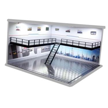 Imagem de Amagogo 1/64 1/36 1/32 cena de carro Modelo de carro garagem diorama com leve placa de fundo de deck duplo carregamento USB por hobby carros modelo brinquedo, Cidade Elegante