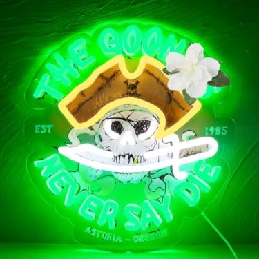 Imagem de JFLLamp Sinais de néon The Goo.nies Never Say Die para decoração de parede, jogos de luzes de néon para quarto, placas de LED adequadas para dormitório, homem, caverna, presente de Natal