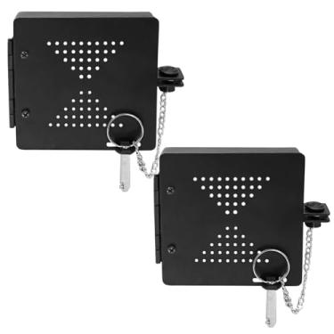 Imagem de Varku Pacote com 1 tampa de para-choque para trailer, capa quadrada de ferro com trava e chave, inclui orifícios de ventilação e corrente lateral, serve para amortecedor quadrado de metal de 10 cm