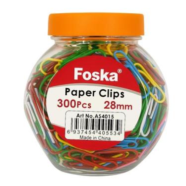 Imagem de Clips Colorido 300 Peças De Escritorio 28mm Para Papel - FOSKA