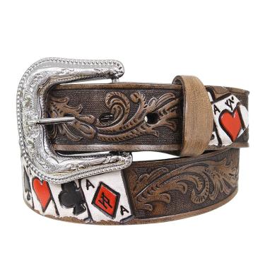 Imagem de Cinto Masculino Bordado Baralho Marrom Cow Way 37625