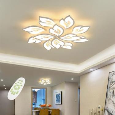 Imagem de Lâmpada De Teto Led Luzes De Teto Reguláveis Com Controle Remoto, Lustre Moderno Luz De Teto Para Sala De Estar Cozinha Quarto Sala De Jantar, White, 80 Watts
