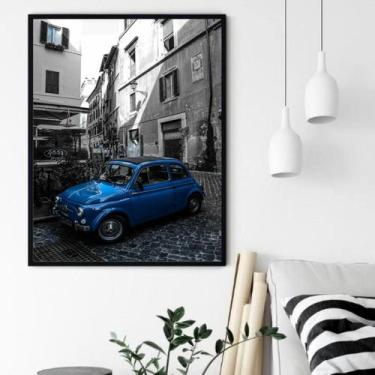 Imagem de Quadro Decorativo Carro Azul - 70x50cm - Quadros On-line, Moldura Pret