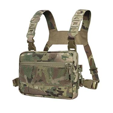 Imagem de TOPTACPRO Kit de reconhecimento de tórax tático bolsa multifuncional bolsa de ferramentas Molle colete bolsa 500D nylon (camuflado)